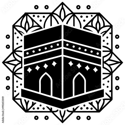 artistic depiction of the Kaaba in mecca vector illustration 