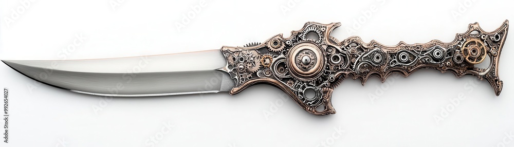Obraz premium A beautifully designed dagger featuring intricate metallic details and a sharp blade, perfect for collectors or decorative purposes.