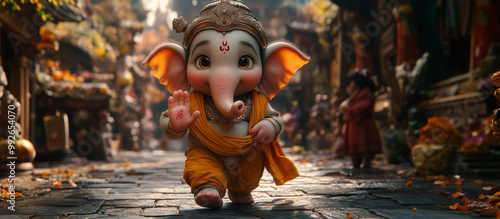 Wallpaper Mural Statue of Baby Lord Ganesha in serene cute pose, Panorama  Torontodigital.ca