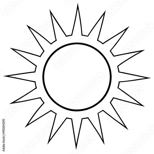 sun is in the sky line art vector illustration 