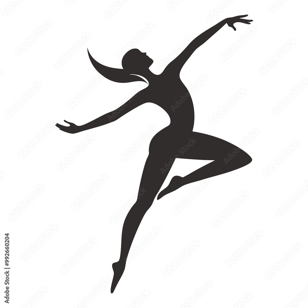 Modern Dance Silhouette Vector Art Illustration Modern Dance Silhouette Vector Art Illustration