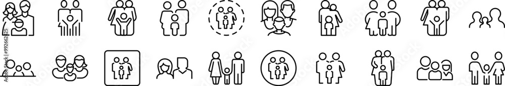 Family Pack of Thin Icons. Editable Stroke. Suitable for Web Sites, Books, Cards, Apps Family Pack of Thin Icons. Editable Stroke. Suitable for Web Sites, Books, Cards, Apps