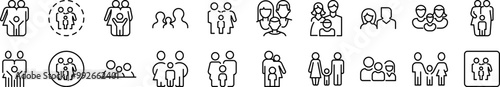 Family Collection of Thin Icons. Editable Stroke. Suitable for Web Sites, Books, Cards, Apps