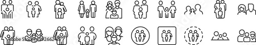 Family Outline Simple Linear Image Collection. Editable Stroke. Suitable for Web Sites, Books, Cards, Apps