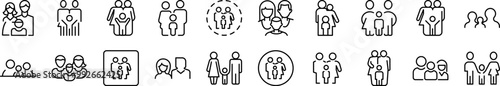 Family Pack of Thin Icons. Editable Stroke. Suitable for Web Sites, Books, Cards, Apps