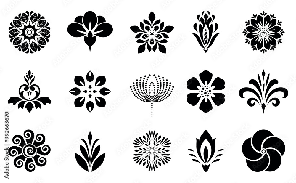 Flowers icon set. Flowers isolated on transparent background. Flowers in modern simple. Cute round flower plant nature collection. Vector illustrator Flowers icon set. Flowers isolated on transparent background. Flowers in modern simple. Cute round flower plant nature collection. Vector illustrator