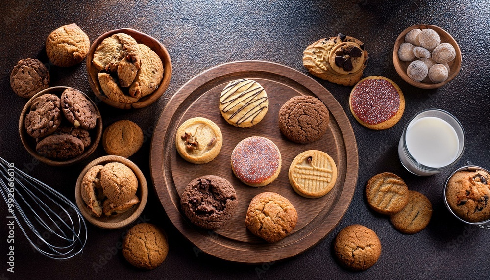 Various cookies on the top view table Various cookies on the top view table