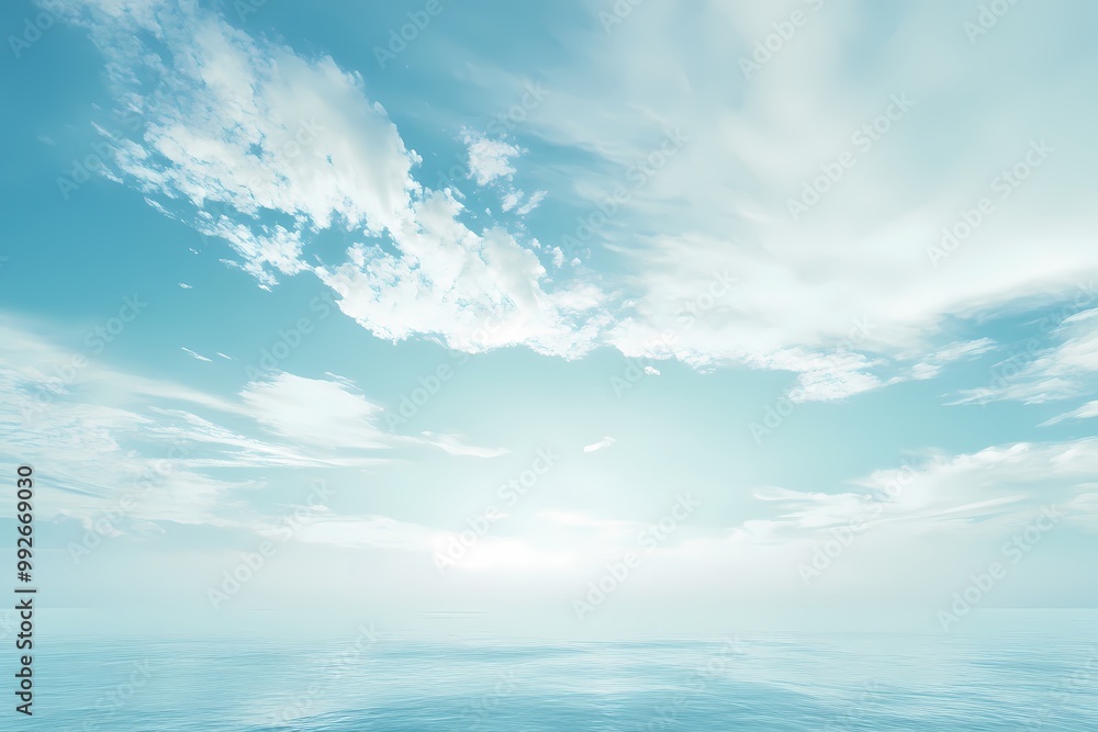 Serene Blue Sky and Calm Ocean Background Serene Blue Sky and Calm Ocean Background