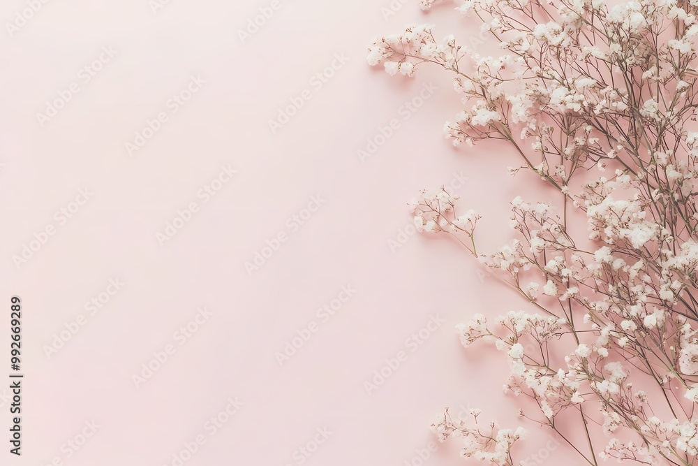 Soft Blush Pink Background with Delicate Flowers Soft Blush Pink Background with Delicate Flowers