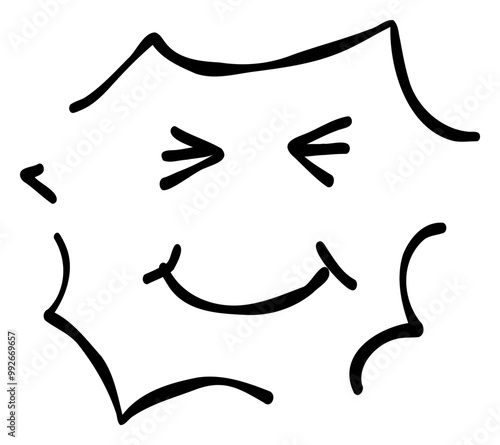 Hand-drawn emojis and emoticons expressing happiness and excitement. These materials, drawn in a pen-drawing style, feature simple and cute designs.