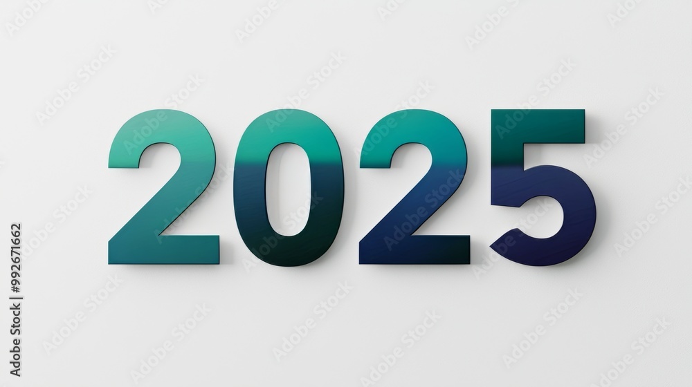 Simple, flat 2D design of '2025' with blocky Simple, flat 2D design of '2025' with blocky
