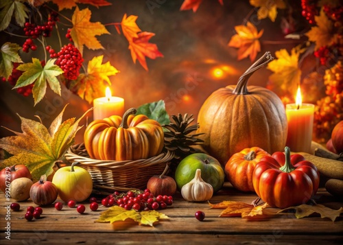 Embrace the spirit of Thanksgiving with this inviting desktop wallpaper, featuring colorful autumn leaves and festive