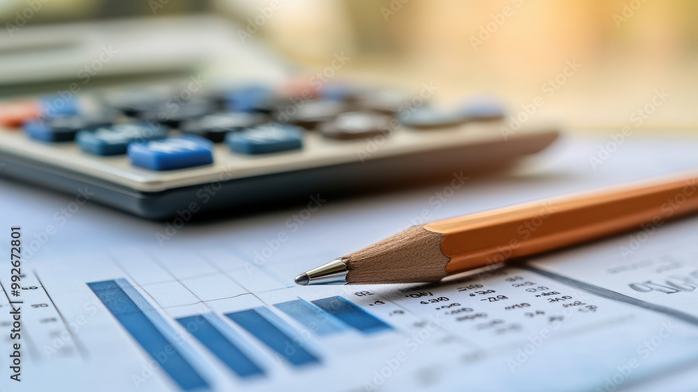 A close-up view of a calculator, pencil, and financial charts, showcasing tools for budgeting and financial analysis. A close-up view of a calculator, pencil, and financial charts, showcasing tools for budgeting and financial analysis.