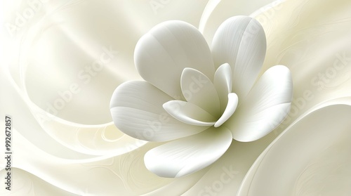 White color flower soft blurred silk leaf white background .