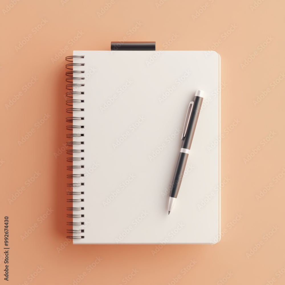 A clean, minimalist notebook with a pen on a soft, pastel background, perfect for writing, journaling, or note-taking. A clean, minimalist notebook with a pen on a soft, pastel background, perfect for writing, journaling, or note-taking.