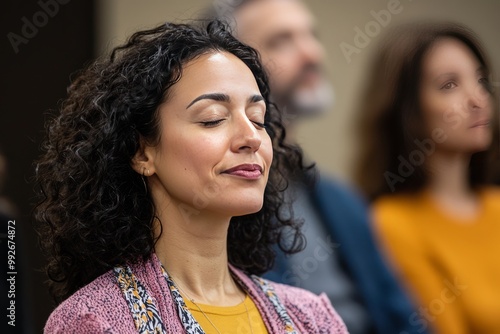 A Mindfulness Workshop Focusing On Stress Reduction Techniques. Participants Practice Progressive Muscle Relaxation