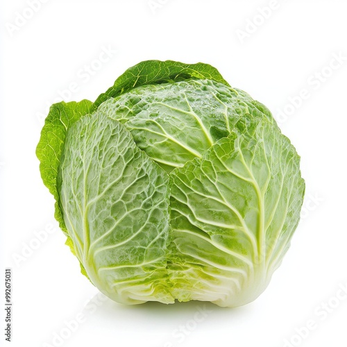 Fresh green cabbage with crisp leaves, perfect for salads, stir-fry or soups. A healthy addition to any meal.