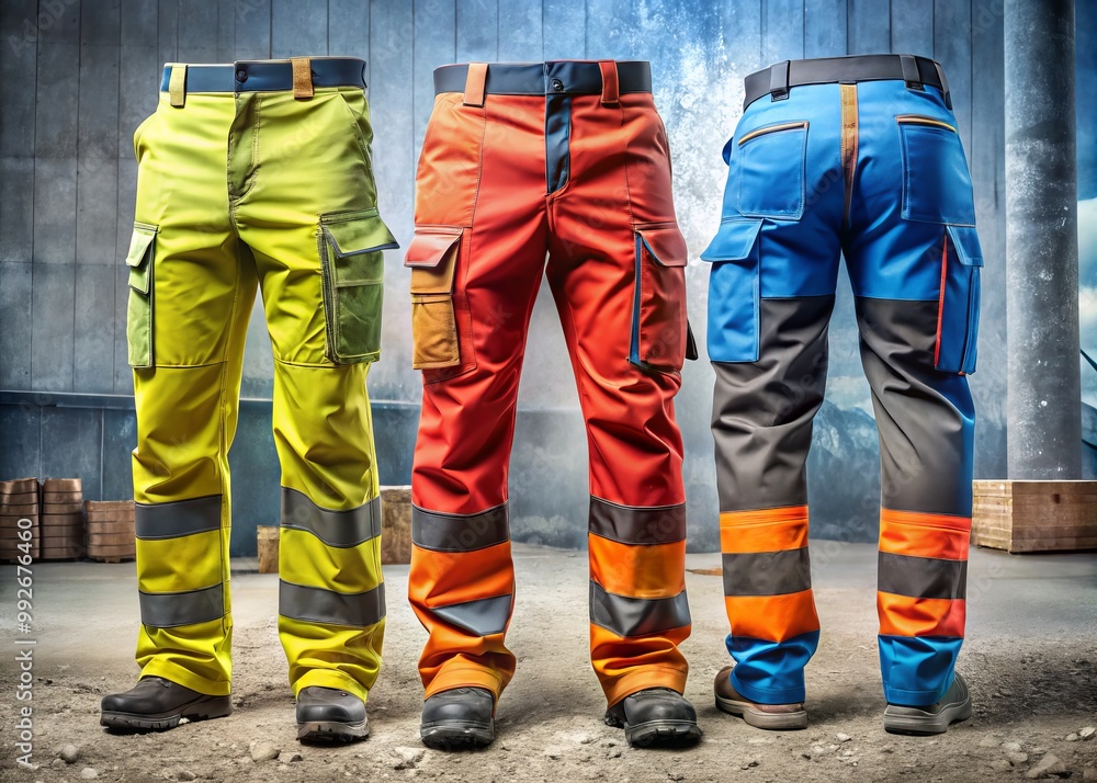 Fototapeta premium Heavy-duty work trousers crafted from durable material, perfect for construction, outdoor jobs, and intensive tasks,