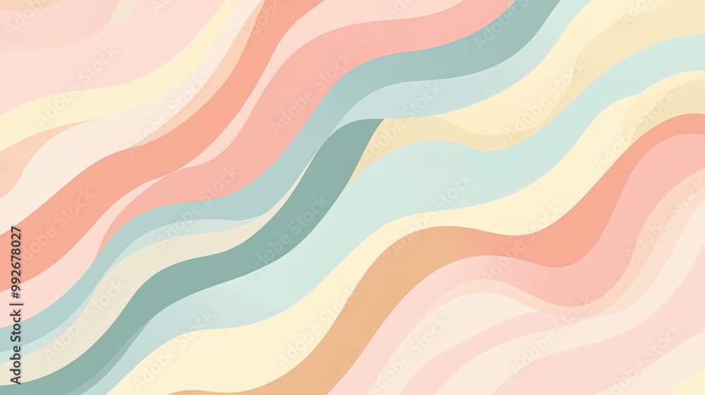 Abstract Background with Wavy Pastel Stripes Abstract Background with Wavy Pastel Stripes