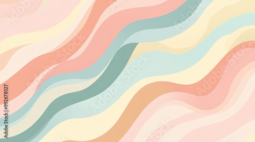 Abstract Background with Wavy Pastel Stripes