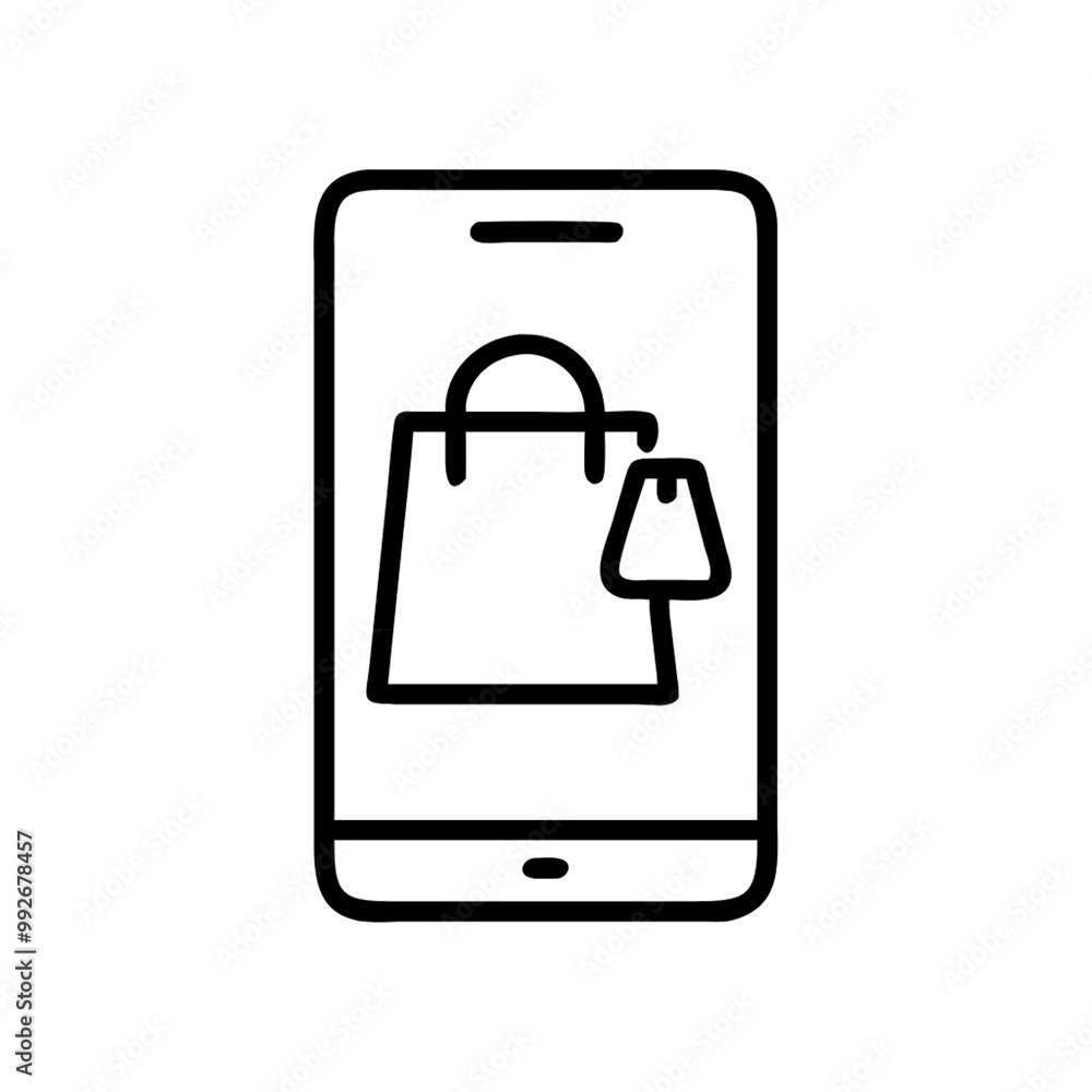 A shopping bag with handles, often used to symbolize shopping, retail, or consumer purchases in a minimalist design, on a transparent background A shopping bag with handles, often used to symbolize shopping, retail, or consumer purchases in a minimalist design, on a transparent background