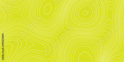 Abstract pattern with swirls white wave paper curved reliefs yellow background, modern background seamless pattern with topographic map geographic mountain relief diagram. 
