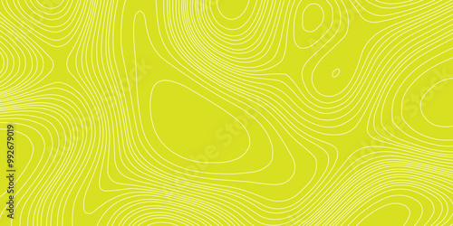 Abstract pattern with swirls white wave paper curved reliefs yellow background, modern background seamless pattern with topographic map geographic mountain relief diagram. 