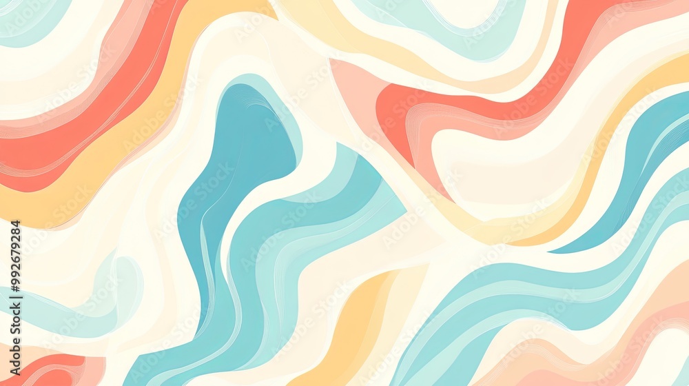 Abstract Pastel Swirls with Light Blue and Coral Hues Abstract Pastel Swirls with Light Blue and Coral Hues