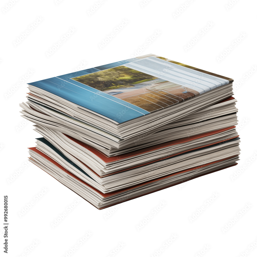 Large Stack Of Colorful Magazines With Glossy Covers On White Background Large Stack Of Colorful Magazines With Glossy Covers On White Background