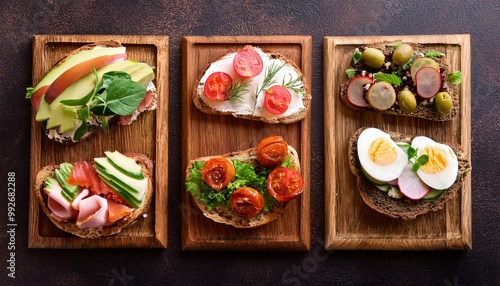 various sandwiches and ingredients on the table