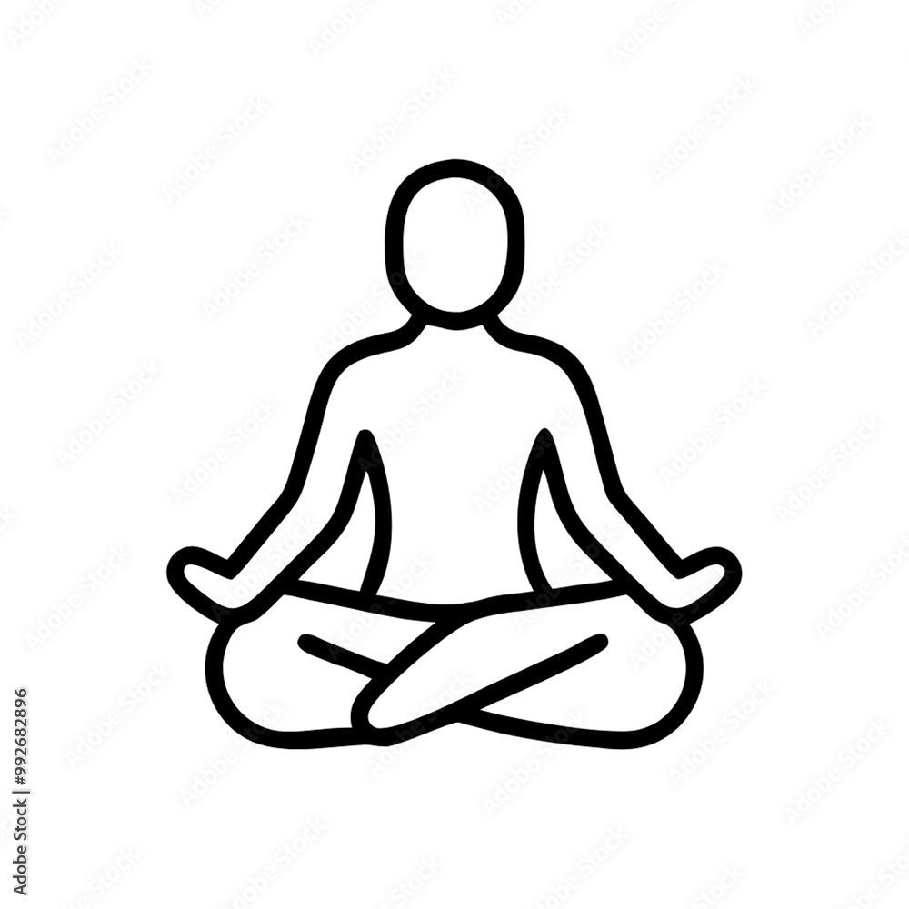 A minimalist depiction of a person meditating, symbolizing peace and introspection through a clean, uncluttered silhouette, on a transparent background A minimalist depiction of a person meditating, symbolizing peace and introspection through a clean, uncluttered silhouette, on a transparent background