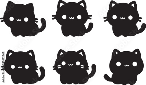 Cute black cat icon silhouette design vector art illustration