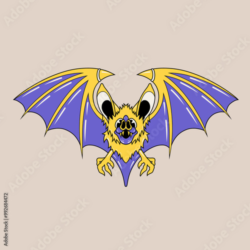 Doodle cute character bat sticker illustration
