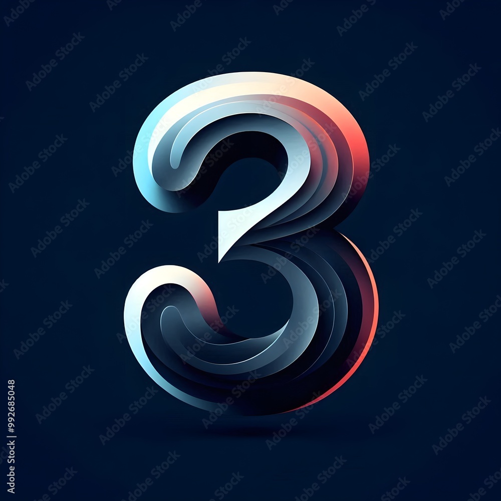 3 alphabet logo, three number icon, 3 3D design, 3 symbol design, number 3-shaped logos: creativity and dynamic design