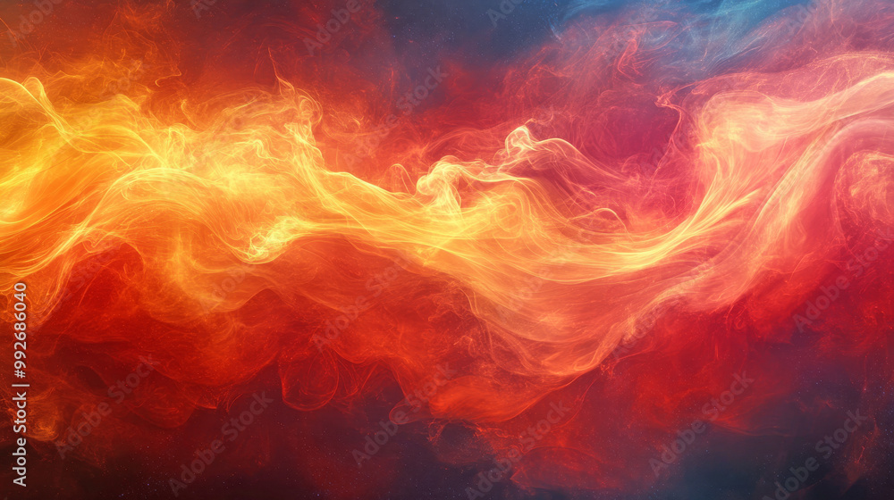 Abstract depiction of intense fiery red and orange swirls, contrasted with blue, glowing and dynamic with a vivid intensity Abstract depiction of intense fiery red and orange swirls, contrasted with blue, glowing and dynamic with a vivid intensity