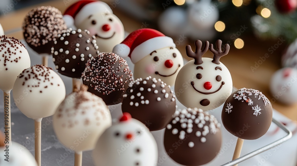 close-up of creative christmas cake pops close-up of creative christmas cake pops
