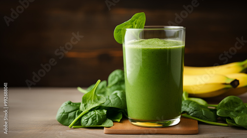 Green smoothie with spinach and bananas