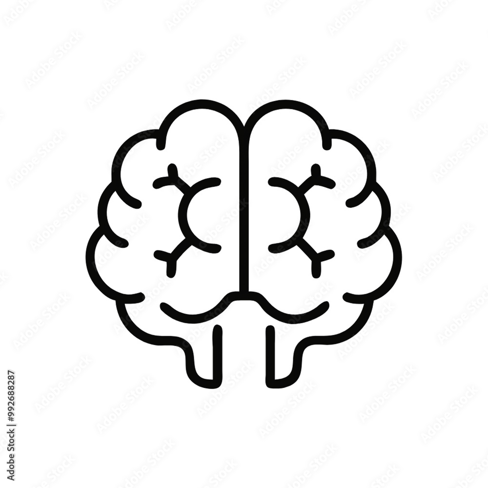 A line drawing of a brain with branching patterns inside, symbolizing neural connections, cognitive function, and the complexity of the human mind, on a transparent background A line drawing of a brain with branching patterns inside, symbolizing neural connections, cognitive function, and the complexity of the human mind, on a transparent background