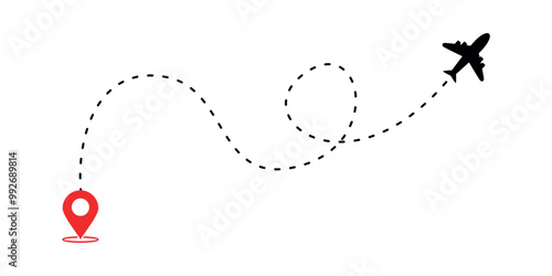  Airplane flight routes dotted with locations