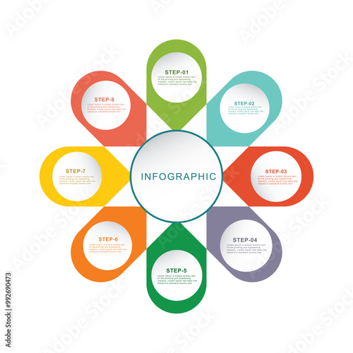 Business Infographic 8 step vector design 01