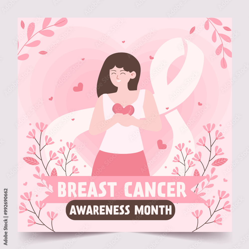 Woman holding heart for breast cancer awareness month. Vector illustrations. Woman holding heart for breast cancer awareness month. Vector illustrations.