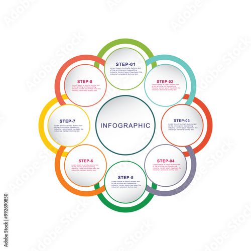 Business Infographic 8 step vector design