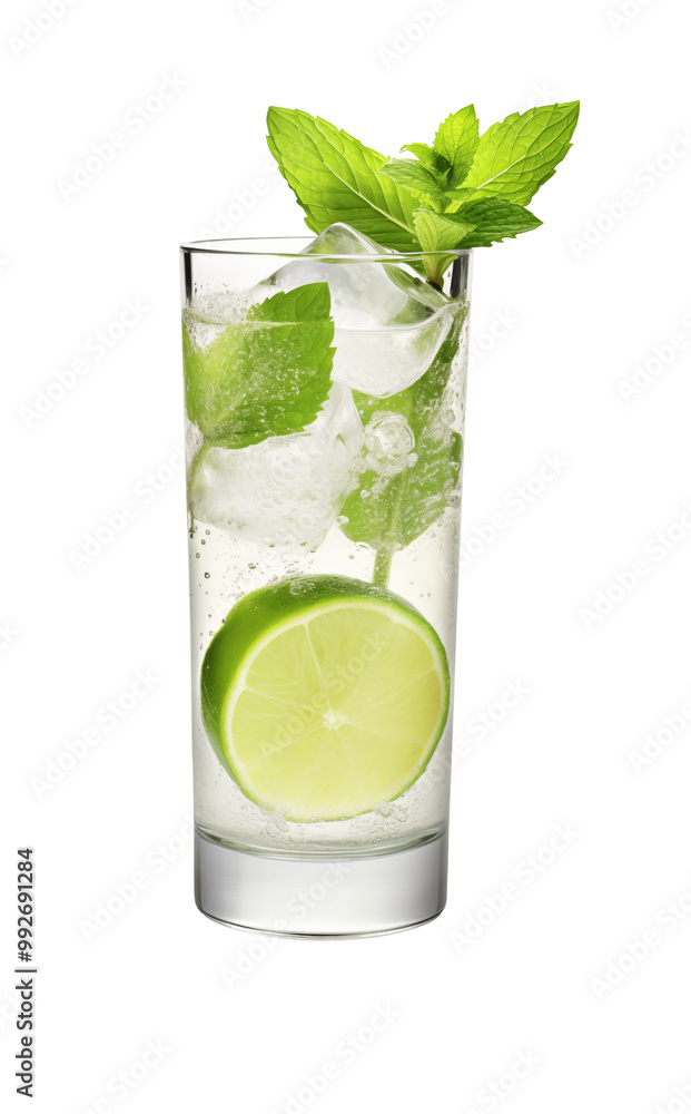 Refreshing Mojito Cocktail With Lime And Mint In A Tall Glass Refreshing Mojito Cocktail With Lime And Mint In A Tall Glass