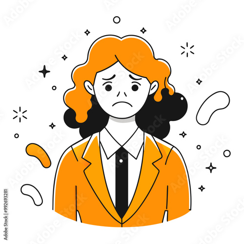 sadly angry business illustration of a woman photo