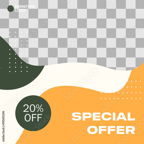 A yellow couch with a green and white frame The couch is on sale