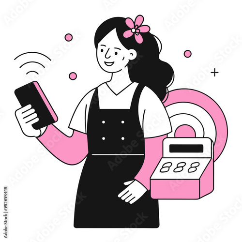  contactless payment business illustration woman