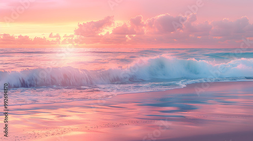 A beautiful pink and orange sunset over the ocean