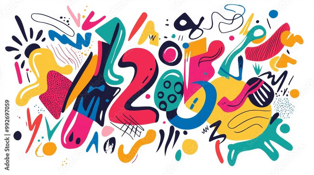 Hand-drawn '2025' in a playful, doodle-inspired 2D style Hand-drawn '2025' in a playful, doodle-inspired 2D style