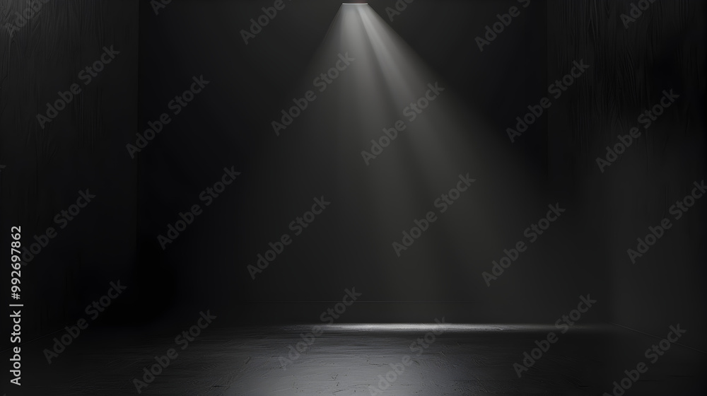 A dark room with a spotlight shining on the floor A dark room with a spotlight shining on the floor