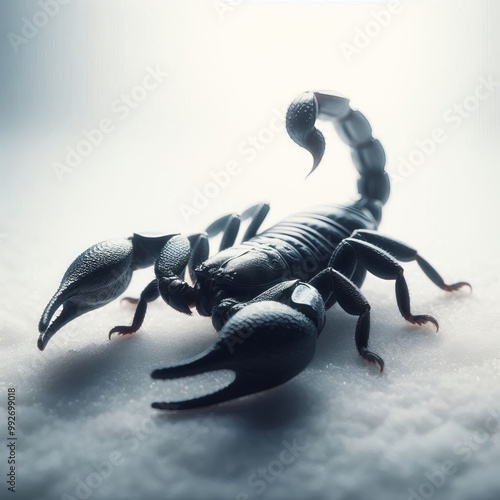 black scorpion on blurred background photo